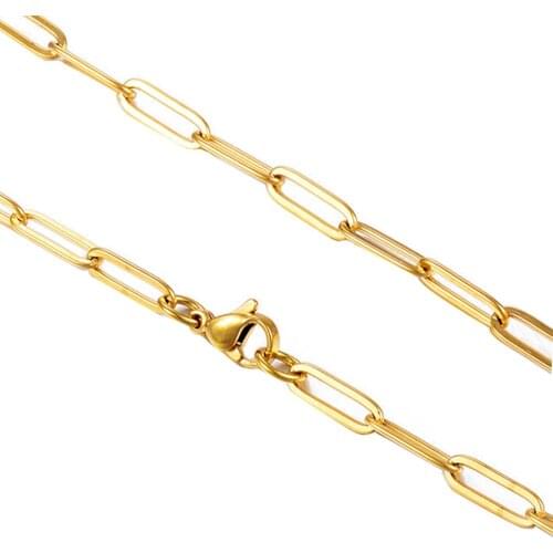 1Pc Width 4mm Hip Hop Stainless Steel Flat Cable Link Chain Necklace For Men and Women