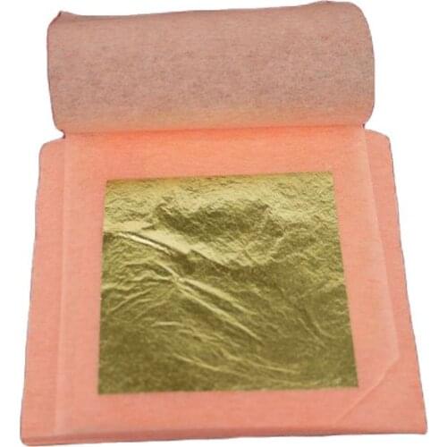 100 sheets Red paper 4.33 X 4.33cm 99.99% pure genuine gold leaf 24K Gold leaf For Edible and Beauty ect