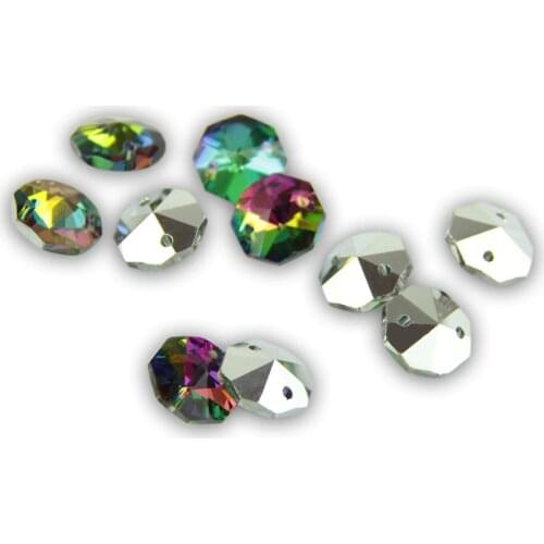 Rainbow Glass Crystal Octagon Beads 14MM Octagon Beads With Pendant Crystal Prism Pendnat Crystal Decoration