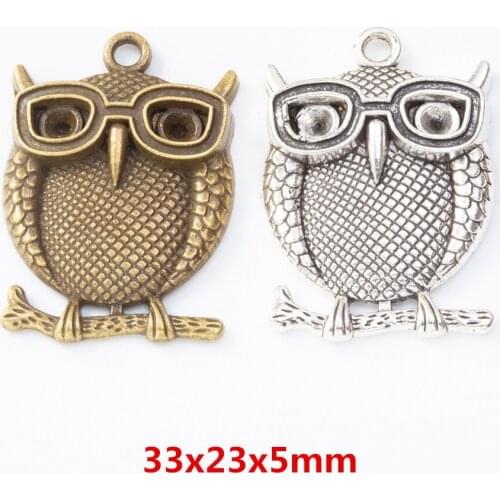 15 pieces of retro metal zinc alloy owl Pendant for DIY handmade jewelry necklace making 8109