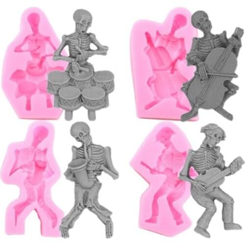 3D Skeleton Skull Cake Silicone Mold Halloween Fondant Cake Decoration Mould