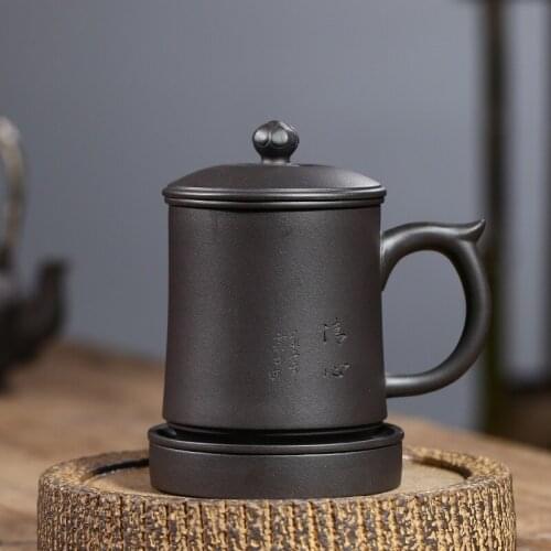 400ml Yixing Raw Ore Purple Clay Teacup Zisha Tea Set Water Cup Coffee Soup Purple Sand Tea Cup Health Cup Drink Cup Wine Set