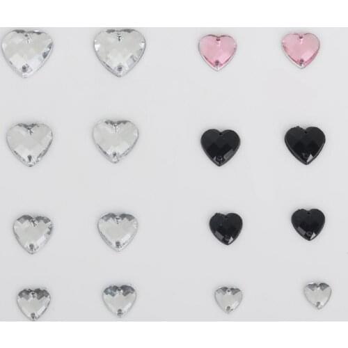 50/100pcs/lot Heart Grid Face Double hole Acrylic Crystal Sew On Flat Rhinestone For Clothing Shoes Wedding Decoration DIY Craft