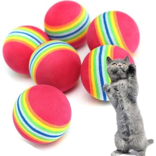 6PCS Rainbow Pet Toys Ball Interactive Rattle Scratch EVA Ball Training Balls Pet Toys Cat Dog Play Chewing Supplies