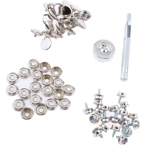 62 Pieces Boat Marine Cover Fastener Snap 3/8'' Screw Kit with Installation Tool