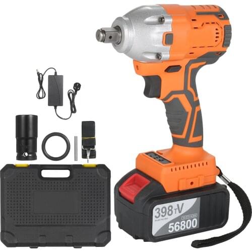 Cordless Brushless Impact Wrench 1/2Inch 380Nm High Torque 4.0A Li-ion Battery Variable Speed Fast Charger with Carry Box Socket