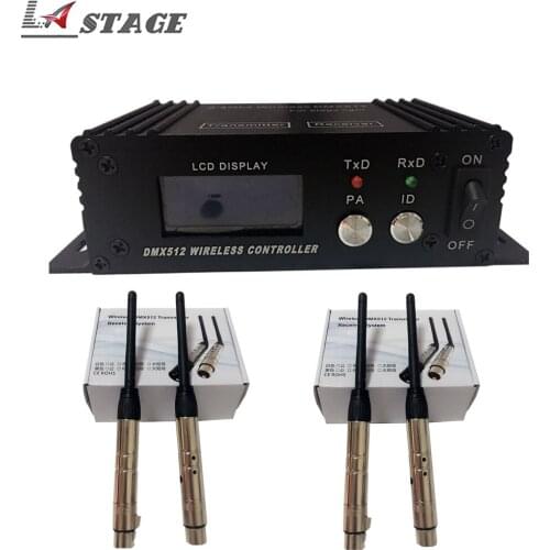 Free shipping 1pcs 2.4Ghz LCD Display Wireless DMX512 Receiver/Transmitter+4pcs Female/Male DMX Receiver/Transmitter