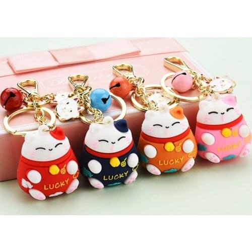 3D cat keychain cute key ring for women kitten lucky cat key chain key holder creative portachiavi chaveiro llaveros bag charm