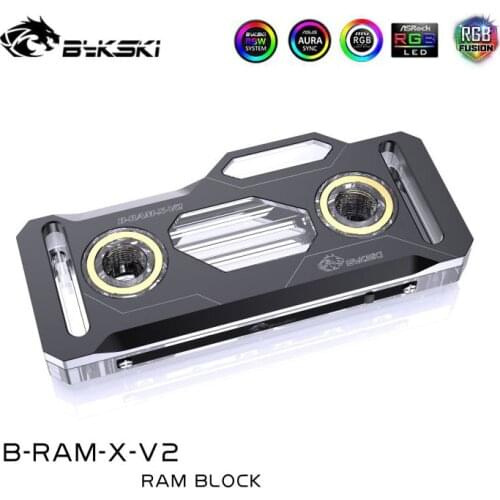 Bykski RAM Water Block RGB, Copper Radiator + Aluminum Cover, Memory Liquid Cooler, 2/4 Channels, 5V/12V SYNC, B-RAM-X-V2