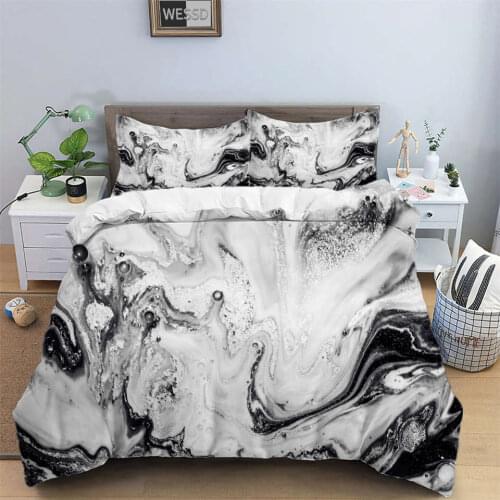 Black White Marble Duvet Cover Set Single Double Bed Europe Style Abstract Printed Quilt Cover Pillowcase Bed Set Twin Queen