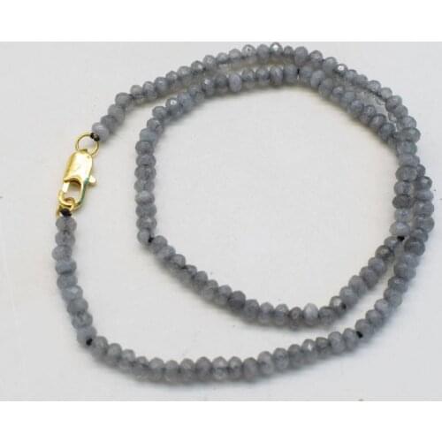 Jade gray roundel faceted necklace 4*2mm 15.5inch chocker FPPJ wholesale beads nature blue rabinbow