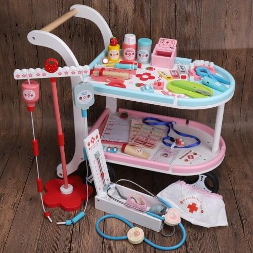 Wooden Doctor Toy Set Simulation Play House Medical Box Injection Toy Girl Kindergarten