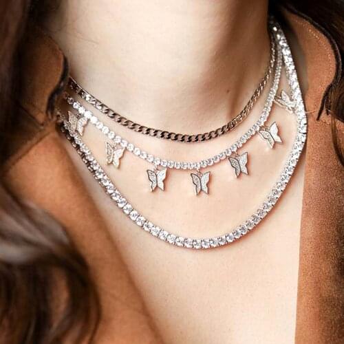 Hip hop bling 5mm AAA heart arrow cubic zirconia bling sparking wedding gift boy men Cool tennis long chain tennis cz necklace