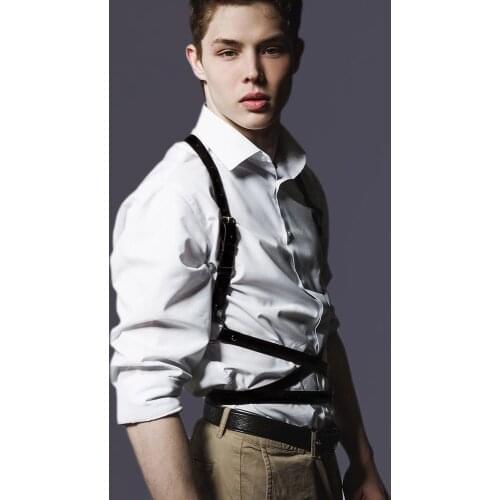 Q.FURDREAM Men BDSM Bondage Adult Leather Harness Belt Exotic Gothic Gay Toy Belt For Sex Metal O-Ring Straps Bondage Lingerie