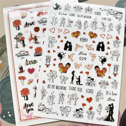 FEB-029-030 Lovers day Valentines Day 3D Back glue Nail decal Nail sticker Nail decoration Nail art Nail tool Nail ornament