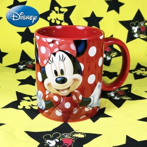 Disney Cute Cartoon Mickey Minnie Red Ceramic Mug Water Cup Anime Gift Mug