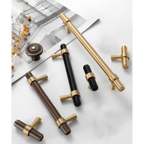 Brass Black Gold Furniture Handle Kitchen Bathroom Cabinet Handles Wardrobe Dresser Knobs Drawer Pulls Nordic Door Bar Accessory