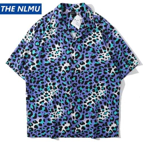 2021 Summer Beach Shirts Leopard Printing Tropical Hawaiian Shirt Streetwear Hip Hop Casual Short Sleeve Tops Harajuku WY663
