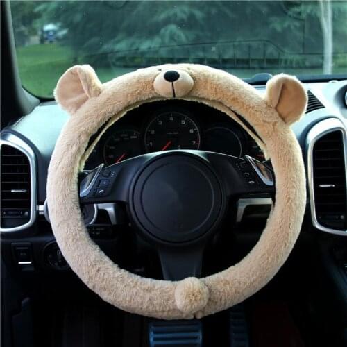 Cartoon Steering Wheel Cover Winter Plush Steering Wheel Cover Cute Car Gloves Soft And Comfortable Four Seasons General