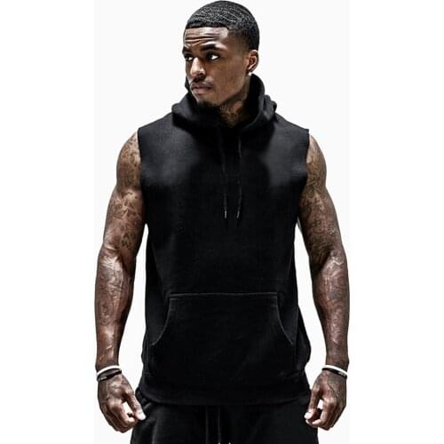 Mens Hooded Vest 2021 New Fashion Sleeveless Loose Tank Top Sweatshirt Workout Sportswear Hooded Pullover Tees Plus Size 2XL