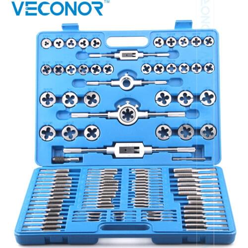 110PCS Tap and Die Set Tapping Threading Chasing Repair Tools Alloy Steel For Metalworking Screw Extracter Remover