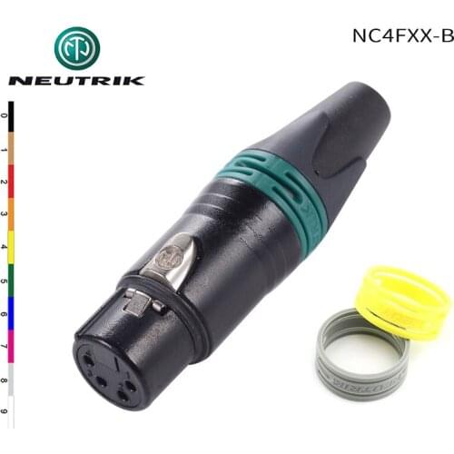 NEUTRIK NC4FXX-B 4 pole female XLR cable connector black metal housing gold contacts Different Color Ring available