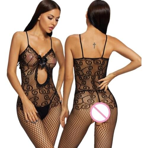 New Sexy Lingerie Bodystocking Open Crotch Bodysuit Women Plus Size Porn Erotic Lenceria Mujer Crotchless Fetish Latex Costumes