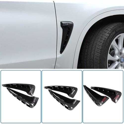 2Pcs Carbon fiber ABS Car Front Fender Side Air Vent Cover Trim For BMW X Series X5 F15 X5M F85 Shark Gills Side Vent Sticker
