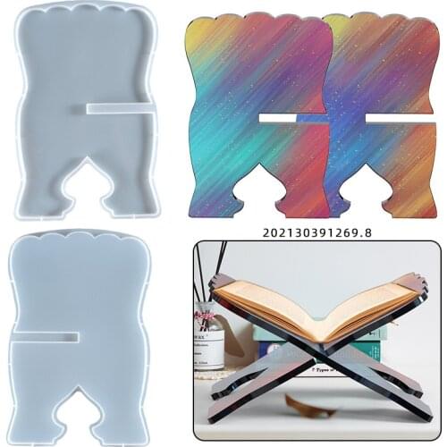 Book Support Frame Mold For DIY Crystal Epoxy Resin Drop Rubber Mold Music Frame Reading bookshelf Silicone Mold Handmade Crafts