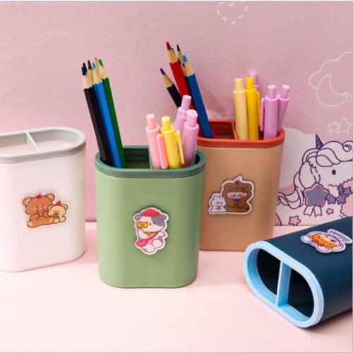 Simple Cartoon Pen Holder Students Heart Creative Cute Storage Box Office Stationery Desktop Storage Pen Holder