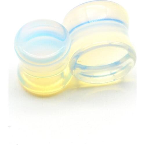 Opal Glass Ear Tunnel Opalite Argenon Ear Plug Stretcher Saddle Taper Sizes 6mm 8mm 10mm 12mm Earrings Body Piercing Jewelry