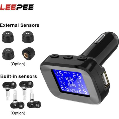 LEEPEE Cigarette Lighter Tire Pressure Monitoring System USB Port Car Auto Security Alarm Systems Tyre Pressure Sensor