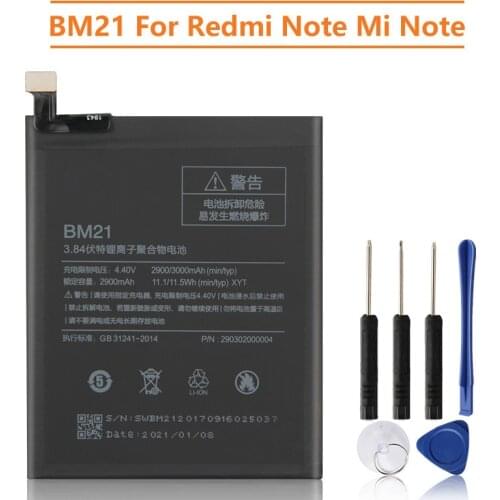 Xiao Mi Original Replacement Battery BM21 For XiaoMi Note 5.7" Redmi Note Mi Note Authentic Phone Battery 2900mAh