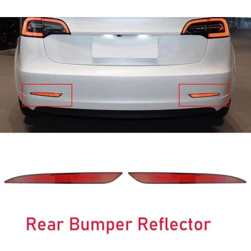 LED Car Rear Bumper Reflector Light Driving Brake Lamp Taillight Rear Bumper Light Sticker Trim for Tesla Model 3