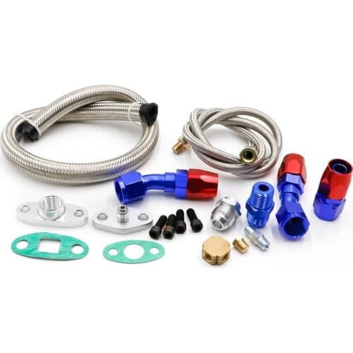 T3 T4 T3/T4 T70 T66 TO4E Turbo Oil Feed Line Oil Return Line Oil Drain Line Kit blue and red TT100716