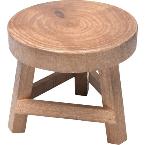 Wood Grain Garden Plant Pot Riser Stand Mini Stool Round Wooden Home Decoration Environmentally Friendly Outdoor Indoor Vintage
