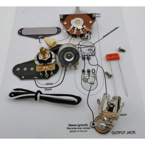 TL Guitar Potentiometer CTS 250K Copper shaft Wiring Kit for-Stra CDE 225P .033 100V Orange Drop Cap +Welding line drawing