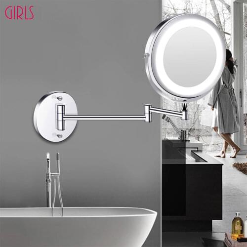 Bathroom Makeup Mirror with Light LED Wall Mounted Bathroom Mirror 10x Magnifying Double Sided Touch Dimming Wall Mirrors