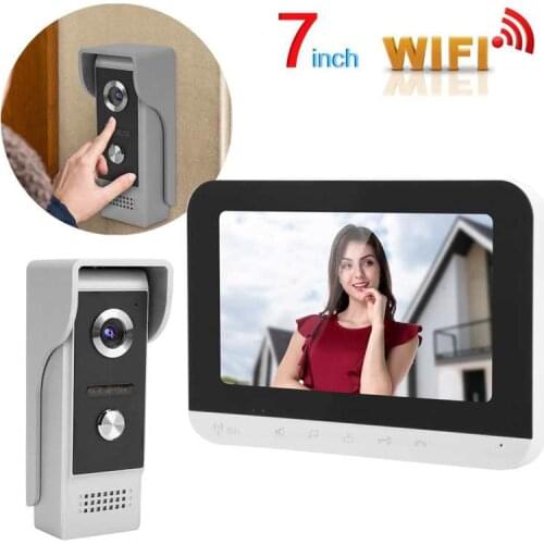 Video Doorbell 7in TFT LCD Intercom Doorphone Wired Wifi Remote Unlocking Monitor Night Vision 100-240V
