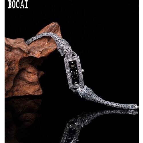 S925 Pure Silver Jewelry Thai silver delicateness Handicraft Lady Leopard Bracelet Watch