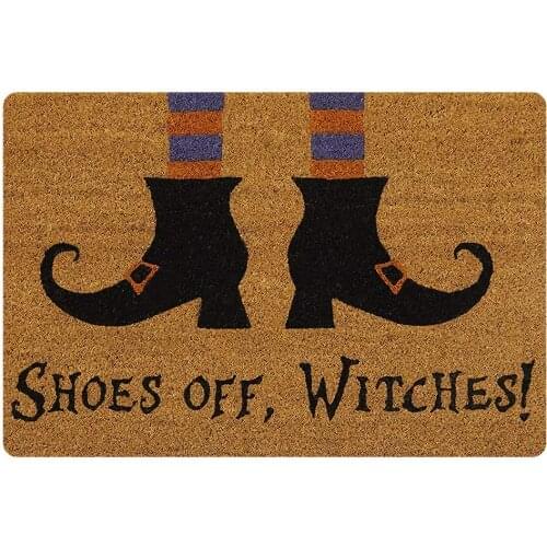 Funny Shoes Off Witches Bathroom Anti-Slip Sink Front Mat Carpet Area Rug Kitchen Mat Non-Skid Floor Carpet Brown for Halloween