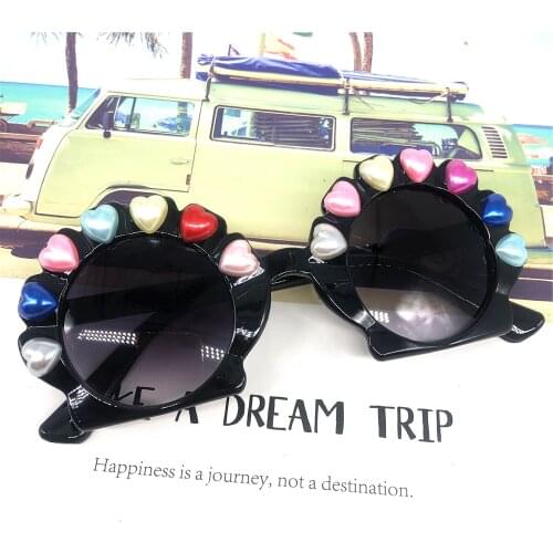 ZAOLIHU 4-12 Years Baby Round Sunglasses Shell Design Kids Sun Glasses Rainbow Heart Peal Children Eyewear Cute Eyeglasses Gafas