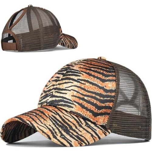 2020 Ponytail Baseball Cap Women Vintage Leopard Mesh Trucker Caps Casual Summer Snapback Hat Glitter Brim Satin Hats