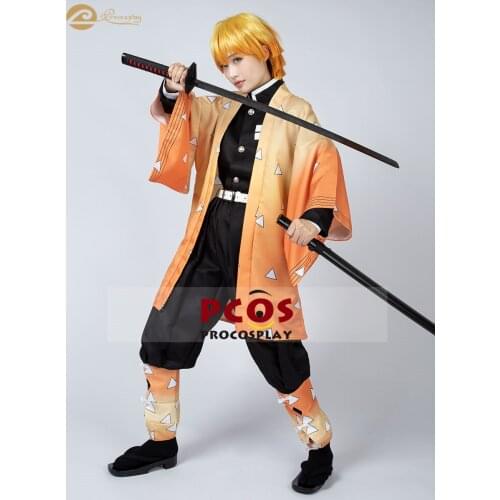 Thunder Breath One Type Triangle Orange Haori Outfit Demon Slayer Agatsuma Zenitsu Women Cosplay Costume Halloween mp005110