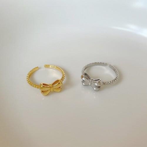 MLKENLY Simple Bow Ring 925 Sterling Silver Jewelry Fashion Temperament Adjustable Opening Toe Ring For Women