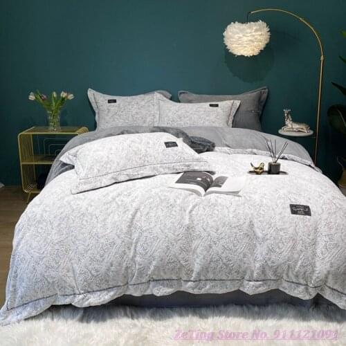 Winter Bedding Set Simple Japanese-style carved milk velvet 4pcs thick double-sided warm coral quilt cover 1.8m Bed Duvet Cover