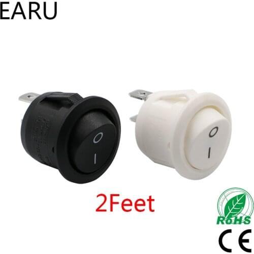 10Pcs AC 6A 10A 250V On Off Snap SPST Round Boat Rocker Switch Black 2Pin Power Switch Push Button Switch Black White Factory