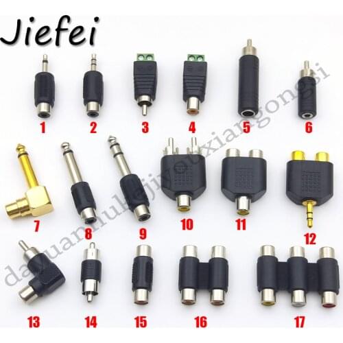 17 types of RCA adapters Audio plug connector RCA male female to RCA 3.5mm 6.35mm mono stereo male female connector