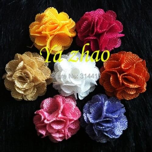 2" Burlap fabric flower, fabric flower For headbands 18colors, 500pcs/lot free shipping BY EMS