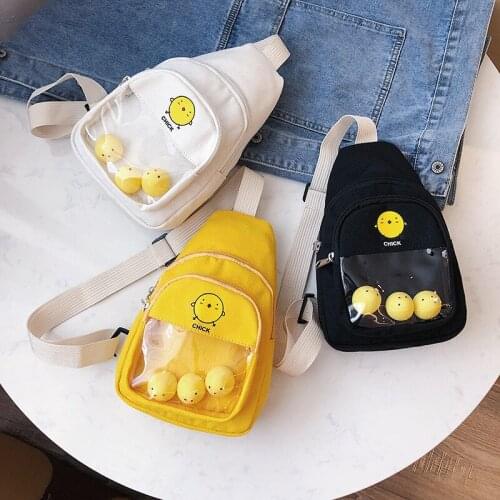 2020 Fashion Canvas Bag Cute Cartoon Chick Female Pack Outdoor Sports Crossbody Bag Chest Bag Crossbody Bag Girls Shoulder Bag